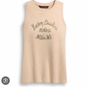 Women’s cutoff sleeve pale pink Harley-Davidson top. Size xs